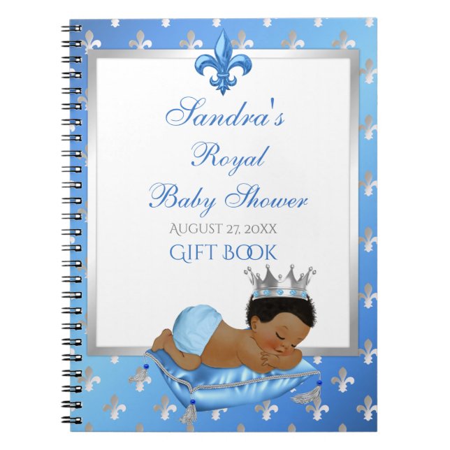 Prince Royal Baby blue & Silver Pillow Gift Guest Anteckningsbok (Framsidan)