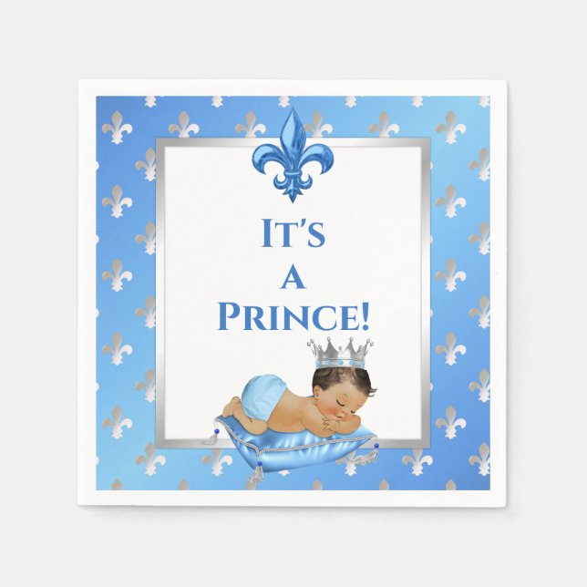 Prince Royal Baby blue & Silver Pillow Pappersservett (Framsidan)