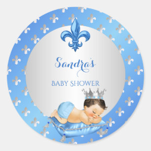 Prince Royal Baby blue & Silver Pillow Runt Klistermärke