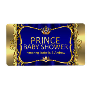 Prince Royal Blue Baby Shower Guld Boy Fraktsedel