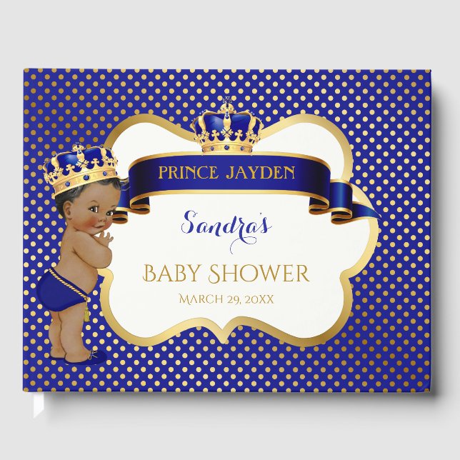 Prince Royal Blue Guld African American Pojke Gästböcker (Framsida)