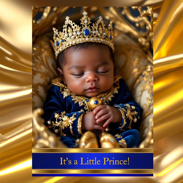 Prince Royal Blue Guld Baby Shower Ethnic Inbjudningar (Skapare uppladdad)