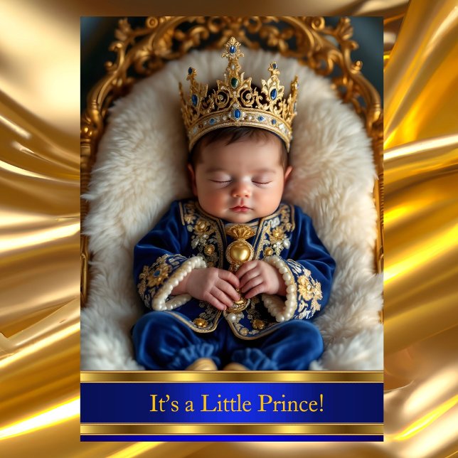 Prince Royal Blue Guld Baby Shower Rattle Inbjudningar (Skapare uppladdad)