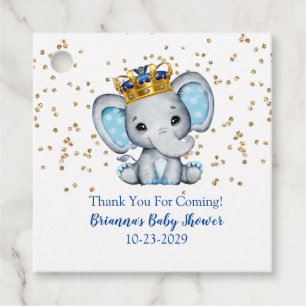 Prince Royal Blue Guld Elephant Boy Shower Fa Gåvor Etiketter