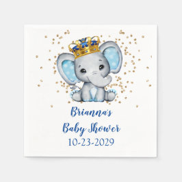 Prince Royal Blue Guld Elephant Boy Shower Pappersservett