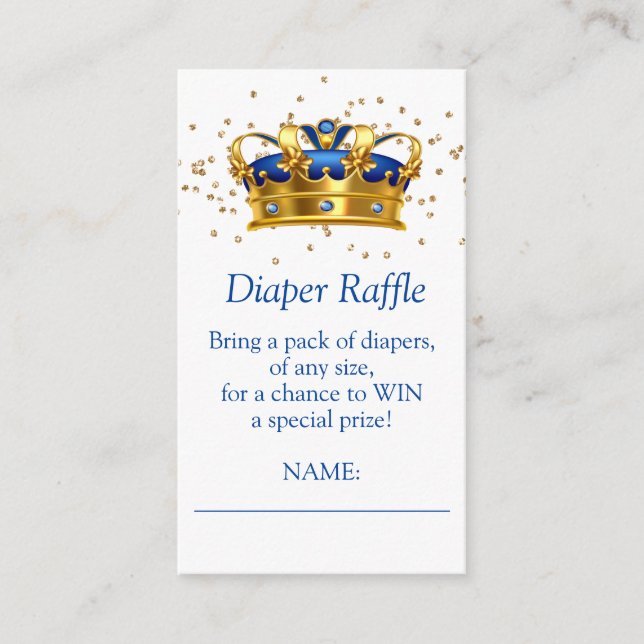 Prince Royal Blue Guld Elephant Diaper Raffle Tilläggskort (Framsida)