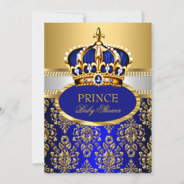 Prince Royal Blue Krona Baby Shower-inbjudan Inbjudningar