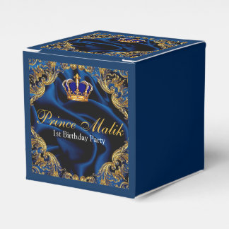 Prince Royal blue och guld krona och silke Presentaskar