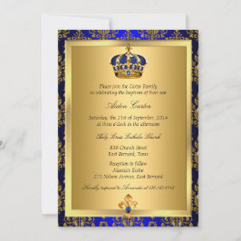 Prince Royal Blue Regal Krona Baptism Inbjudan