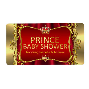 Prince Royal Red Baby Shower Guld Boy Fraktsedel