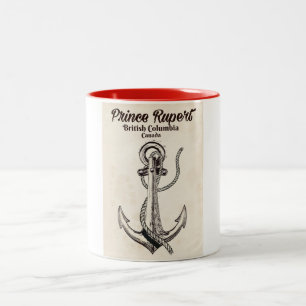 Prince Rupert, British Columbia Nautical poster Två-Tonad Mugg