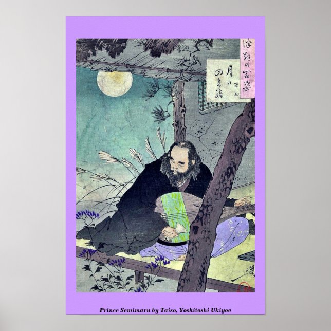 Prince Semimaru av Taiso, Yoshitoshi Ukiyoe Poster (Framsidan)