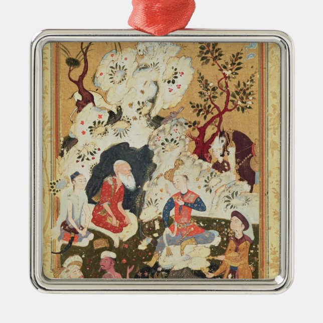 Prince som besöker en asket julgransprydnad metall (Framsidan)