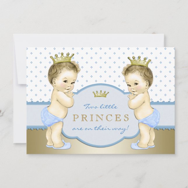 Prince Twin Boy Shower Inbjudningar (Framsida)
