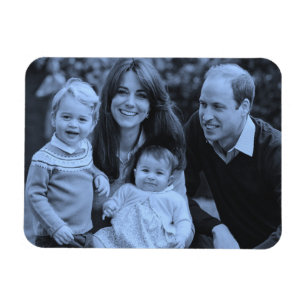Prince William family Dec 2015 Blue monochrome Magnet
