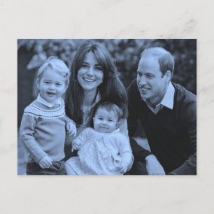 Prince William family Dec 2015 Blue monochrome Vykort