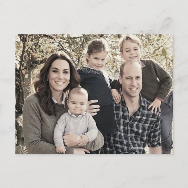 Prince William och Family Dec 2018 stilized Vykort (Framsida)