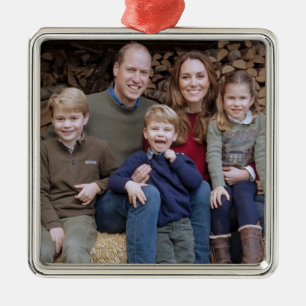 Prince William och Family Dec 2020 stilized Julgransprydnad Metall