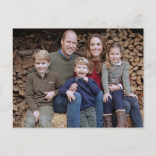 Prince William och Family Dec 2020 stilized Vykort