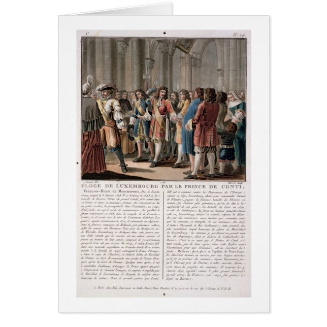 Princen de Conti (1664-1709) lovordar hertignollan Hälsningskort (Framsidan)