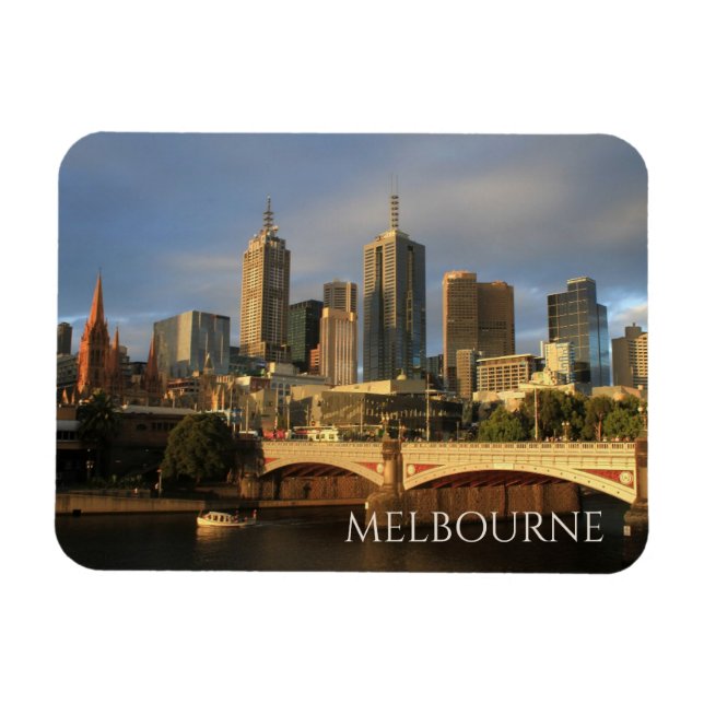 Princes Bridge, Yarra River, Melbourne Skyline Magnet (Horisontell)