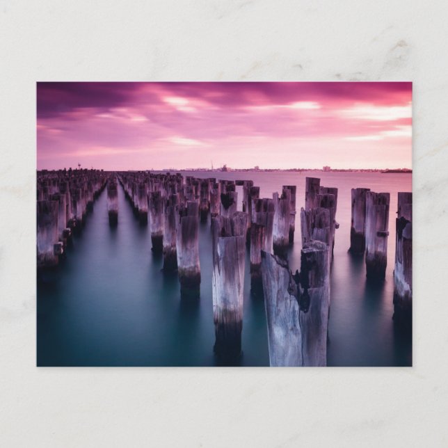 Princes Pier Melbourne Australia Lila Sunset Vykort (Framsida)