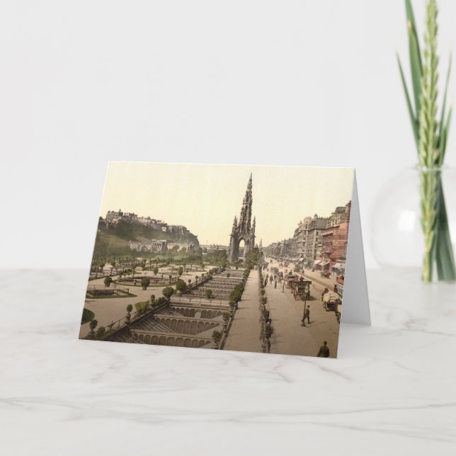Princes Street, Castle och Scott Monument Kort (Framsida)