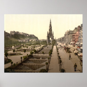 Princes Street, Castle och Scott Monument Poster