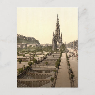 Princes Street, Castle och Scott Monument Vykort