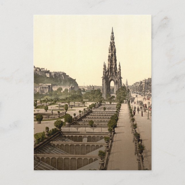 Princes Street, Castle och Scott Monument Vykort (Framsida)