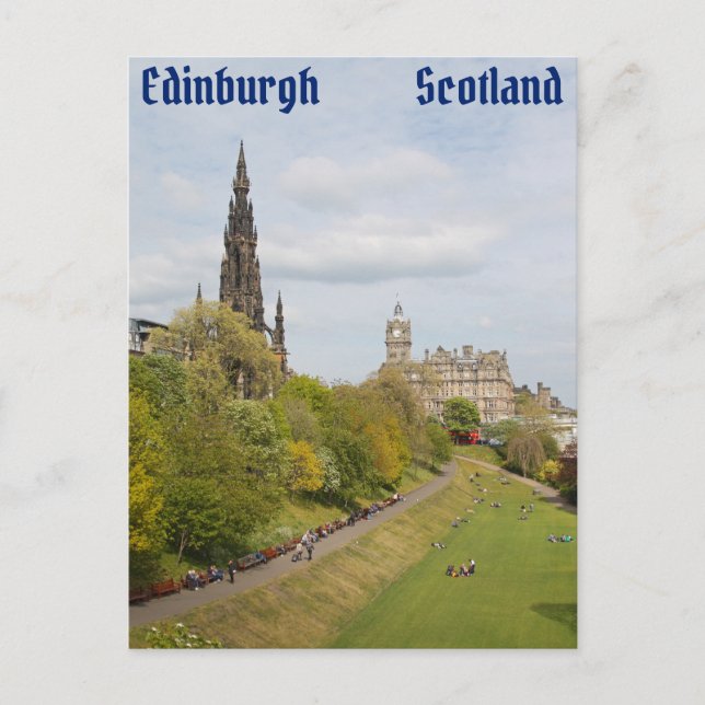 Princes Street Gardens, Edinburgh, Skottland Vykort (Framsida)
