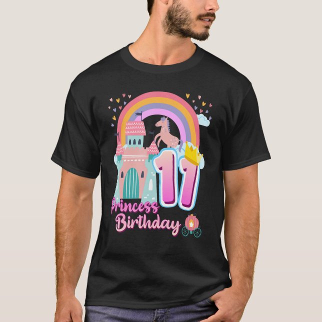 Princess 11th Birthday Horse Rainbow Castle Birthd T Shirt (Framsida)