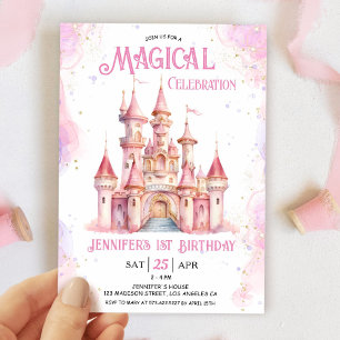 Princess 1:a Birthday Party Royal Castle Inbjudningar
