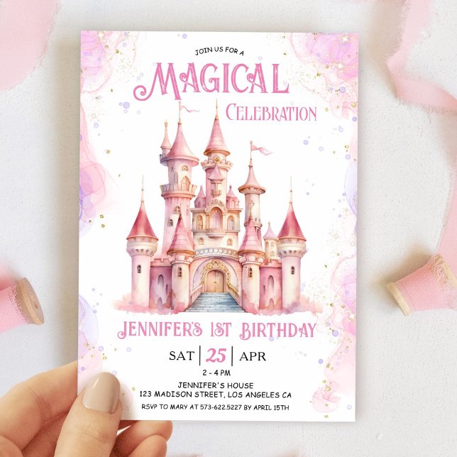 Princess 1:a Birthday Party Royal Castle Inbjudningar (Skapare uppladdad)