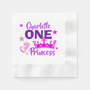 Princess 1st Birthday Girls Cute Personlig Pappersservett