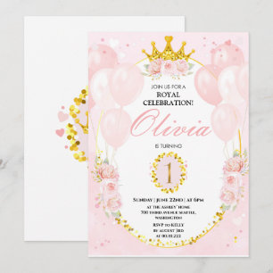 Princess 1st Birthday Inbjudningar