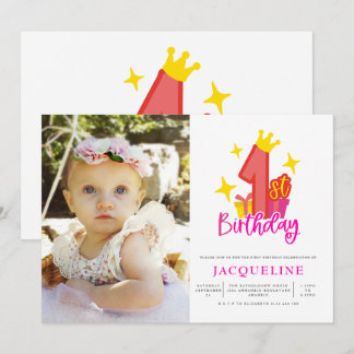 Princess 1st Birthday Party Inbjudningar