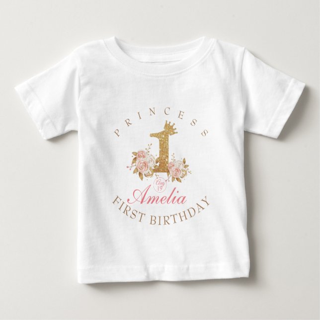 Princess 1st Birthday T Shirt (Framsida)