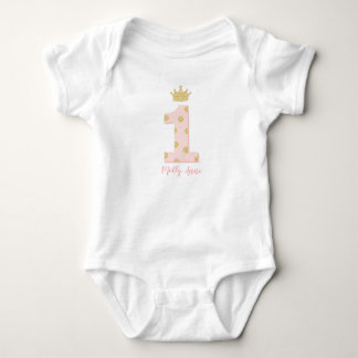 Princess 1st First Birthday Rosa och Guld T Shirt