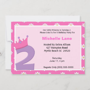 Princess 2:a födelsedagsinbjudan inbjudningar