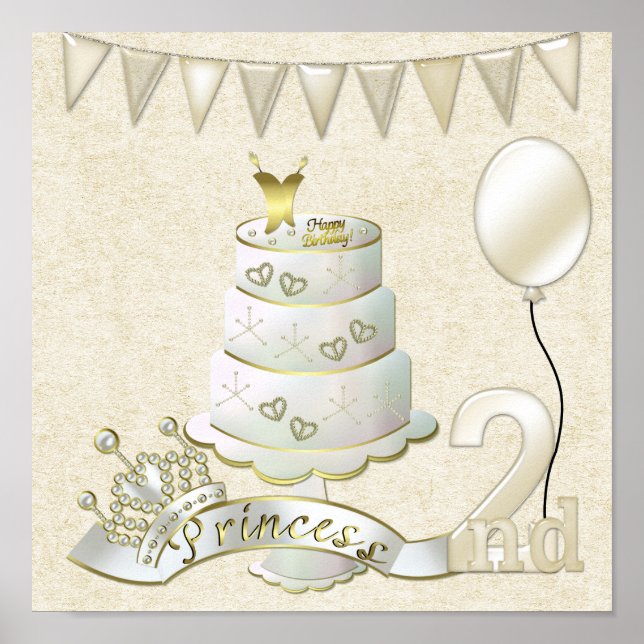 Princess 2nd Birthday Poster Skriv ut (Framsidan)