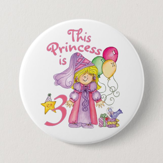 Princess 3rd Birthday Button Knapp (Framsida)