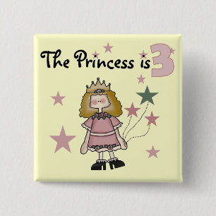 Princess 3rd Birthday Tshirts och Gifts Knapp