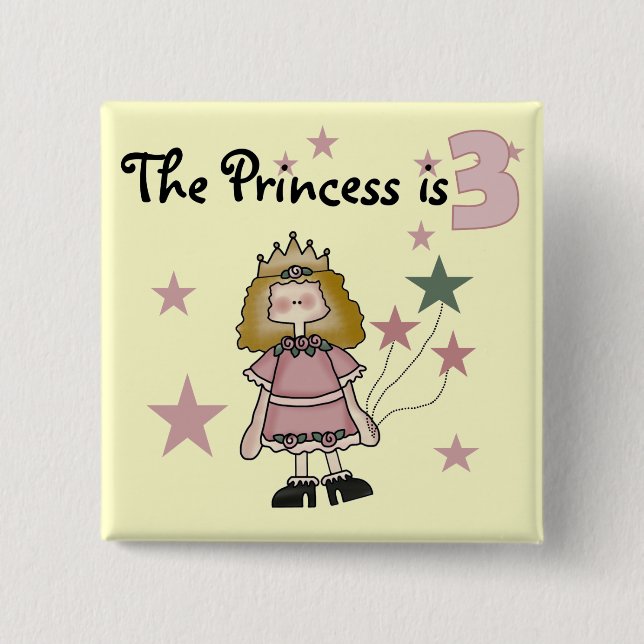 Princess 3rd Birthday Tshirts och Gifts Knapp (Framsida)