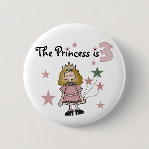 Princess 3rd Birthday Tshirts och Gifts Knapp