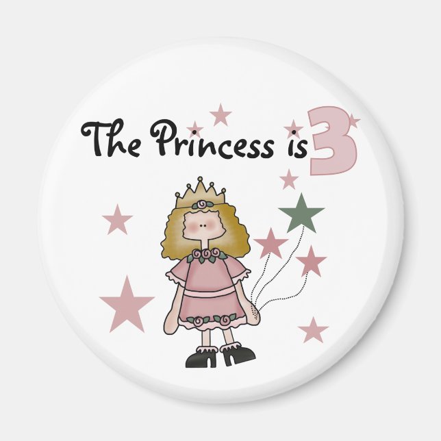 Princess 3rd Birthday Tshirts och Gifts Magnet (Framsidan)