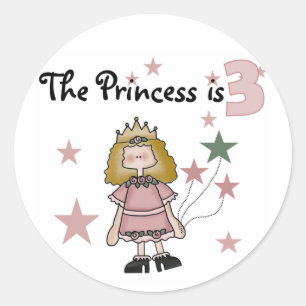 Princess 3rd Birthday Tshirts och Gifts Runt Klistermärke