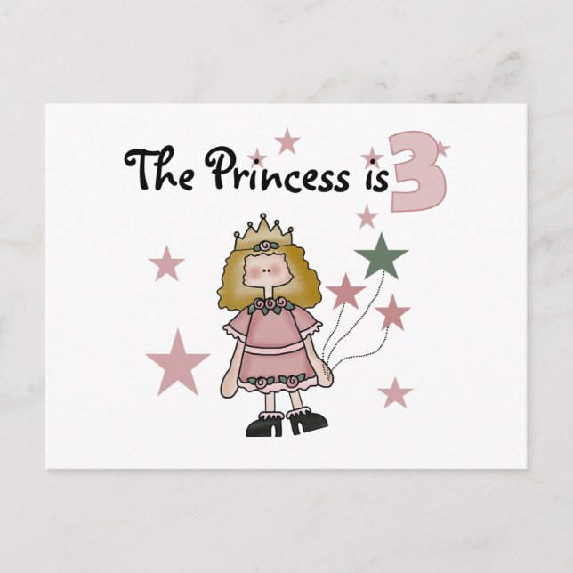 Princess 3rd Birthday Tshirts och Gifts Vykort (Framsida)