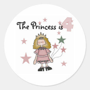 Princess 4e födelsedagen runt klistermärke