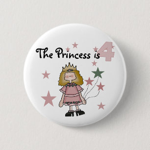 Princess 4e födelsedagen Tshirts och Gifts Knapp